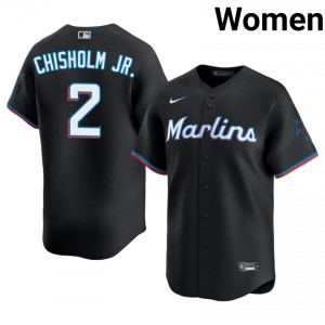Jazz Chisholm Jr. #2 Marlins Baseball Jersey | Limited Women Black Embroidery Edition 49949210