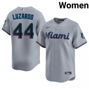 Jesus Luzardo #44 Miami Baseball Jersey | Iconic Women Gray Stitched Edition 49214541