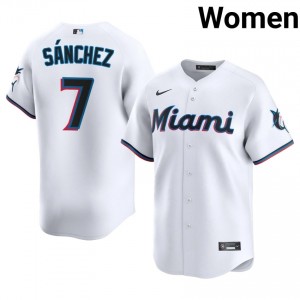 #7 Jesus Sanchez MLB Women Baseball Jersey | MIA White Fan Gear 69798508