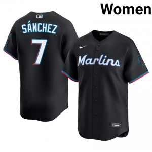 Black Jesus Sanchez #7 MIA Marlins Baseball Stitched Jersey | Pro-Grade Women Fit 10541032