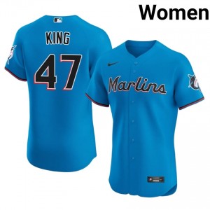 MIA Marlins John King #47 Blue Women Baseball Jersey | 2026 Season Professional 15867585