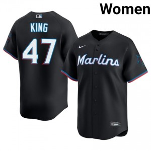 Black John King #47 Miami Baseball Stitched Jersey | Game-Day Women Fit 21911281