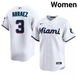 Miami Luis Arraez #3 White Women Baseball Jersey | 2026 Season Pro-Grade 29411931