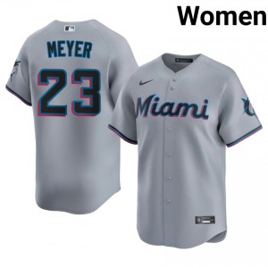 Max Meyer #23 MIA Marlins Baseball Jersey | Durable Women Gray Stitched Edition 92719443