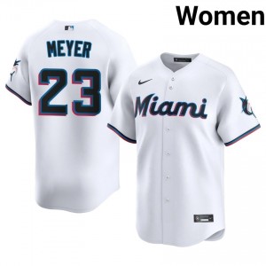 Miami Max Meyer #23 White Women Baseball Jersey | 2026 Season Genuine 90657968