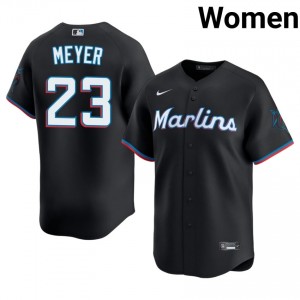 Max Meyer #23 Marlins Baseball Jersey | Officially Licensed Women Black Embroidery Edition 60961758