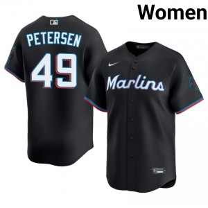 Michael Petersen #49 Miami Baseball Jersey | Replica Women Black Stitched Edition 90413825