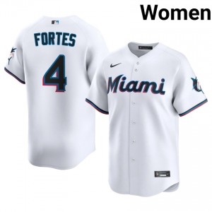 Marlins Nick Fortes #4 White Women Baseball Jersey | 2026 Season Game 74017329