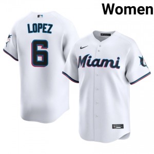 #6 Otto Lopez Gameday Women Baseball Jersey | Marlins White Fan Gear 81437446