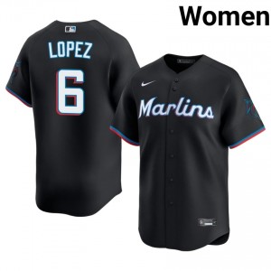 Black Otto Lopez #6 MIA Baseball Stitch Jersey | Premium Women Fit 12803347