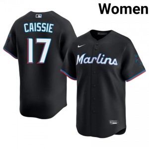 Black Owen Caissie #17 Marlins Baseball Embroidery Jersey | Professional Women Fit 75873775