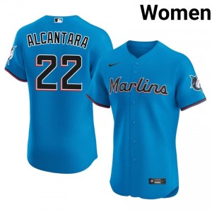 MIA Sandy Alcantara #22 Blue Women Baseball Jersey | 2026 Season Exclusive 53208169