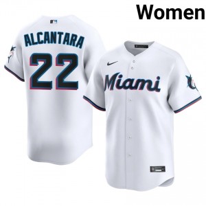 #22 Sandy Alcantara MLB Women Baseball Jersey | MIA Marlins White Fan Gear 16320004