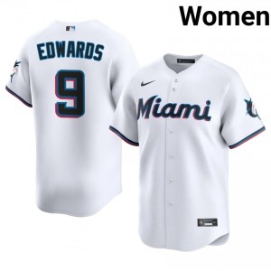 #9 Xavier Edwards Game Women Baseball Jersey | Miami Marlins White Fan Gear 25036205
