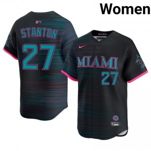 #27 Giancarlo Stanton Durable Women City Connect Baseball Jersey | MIA Black Fan Gear 94977083