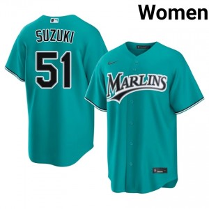 Ichiro Suzuki #51 Miami Baseball Jersey | Replica Women Teal Stitched Edition 10754017