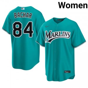 Teal Lake Bachar #84 Marlins Baseball Embroidery Jersey | Exclusive Women Fit 97174165