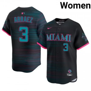 MIA Marlins Luis Arraez #3 Black Women City Connect Baseball Jersey | 2026 Season Genuine 74803324