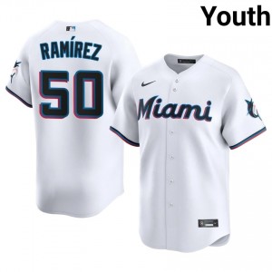Miami Marlins Agustin Ramirez #50 White Youth Baseball Jersey | 2026 Season Pro-Grade 55136768