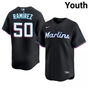 Agustin Ramirez #50 Miami Baseball Jersey | Durable Youth Black Stitched Edition 77344383