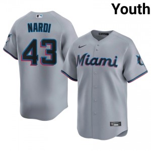 Andrew Nardi #43 Marlins Baseball Jersey | Limited Youth Gray Embroidery Edition 99207142