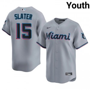 Gray Austin Slater #15 MIA Marlins Baseball Embroidery Jersey | Limited Youth Fit 34193242