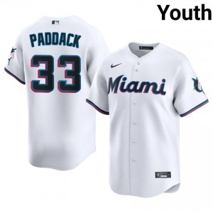 #33 Chris Paddack Official Youth Baseball Jersey | Miami Marlins White Fan Gear 29402397