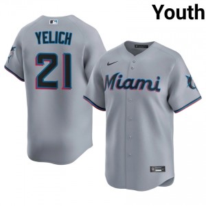 Gray Christian Yelich #21 MIA Marlins Baseball Stitched Jersey | Durable Youth Fit 42008912