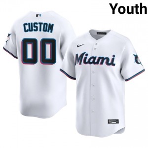 Marlins Custom #00 White Youth Baseball Jersey | 2026 Season Official 66359320