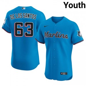 Miami Marlins Deyvison De Los Santos #63 Blue Youth Baseball Jersey | 2026 Season Durable 33363091