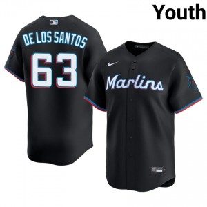 Black Deyvison De Los Santos #63 Marlins Baseball Sewn Jersey | Genuine Youth Fit 36938619