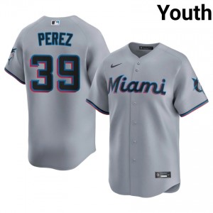 Eury Perez #39 MIA Marlins Baseball Jersey | Official Youth Gray Stitch Edition 40080412