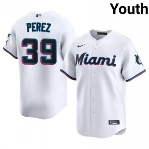 Miami Eury Perez #39 White Youth Baseball Jersey | 2026 Season Game 90328688