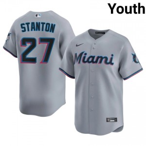 Giancarlo Stanton #27 Miami Marlins Baseball Jersey | Genuine Youth Gray Sewn Edition 48550011