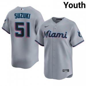 Ichiro Suzuki #51 MIA Marlins Baseball Jersey | Gameday Youth Gray Sewn Edition 75118046
