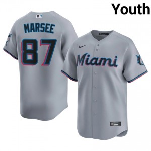 Jakob Marsee #87 MIA Baseball Jersey | Authentic Youth Gray Sewn Edition 21736132