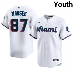 Miami Marlins Jakob Marsee #87 White Youth Baseball Jersey | 2026 Season Limited 10361043