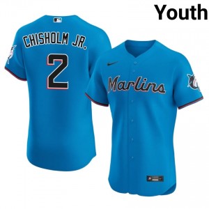 Marlins Jazz Chisholm Jr. #2 Blue Youth Baseball Jersey | 2026 Season Gameday 99354377