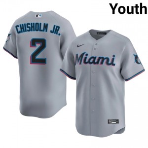 Gray Jazz Chisholm Jr. #2 Miami Baseball Stitch Jersey | Official Youth Fit 32314833