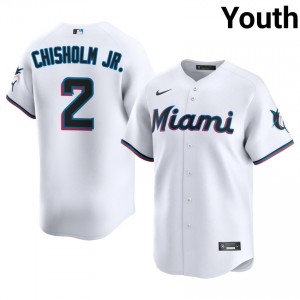 #2 Jazz Chisholm Jr. Game Youth Baseball Jersey | MIA White Fan Gear 93329818
