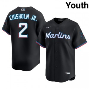 Black Jazz Chisholm Jr. #2 MIA Marlins Baseball Embroidery Jersey | Exclusive Youth Fit 89084766