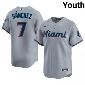 Jesus Sanchez #7 MIA Baseball Jersey | Classic Youth Gray Embroidery Edition 17860814