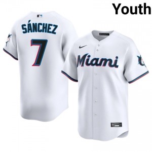 Miami Marlins Jesus Sanchez #7 White Youth Baseball Jersey | 2026 Season Durable 35087095