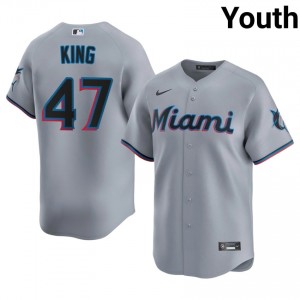 John King #47 Miami Marlins Baseball Jersey | Iconic Youth Gray Stitched Edition 61569156