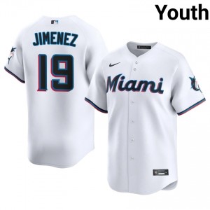 #19 Leo Jimenez Durable Youth Baseball Jersey | MIA White Fan Gear 18887782