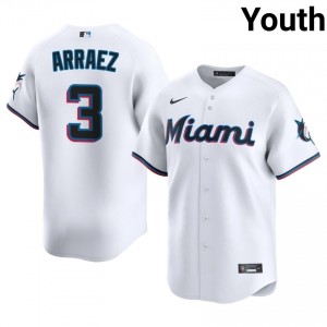 #3 Luis Arraez Game-Day Youth Baseball Jersey | MIA White Fan Gear 32828284