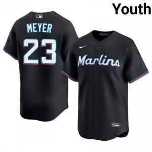Black Max Meyer #23 MIA Marlins Baseball Embroidery Jersey | Game Youth Fit 89008077