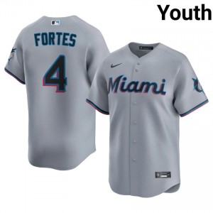 Gray Nick Fortes #4 Marlins Baseball Stitch Jersey | Premium Youth Fit 24546729