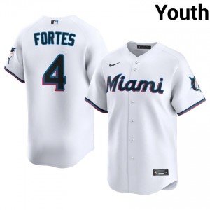 #4 Nick Fortes Classic Youth Baseball Jersey | MIA Marlins White Fan Gear 73179286