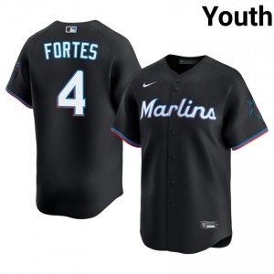 Black Nick Fortes #4 Miami Marlins Baseball Embroidery Jersey | Professional Youth Fit 33970674